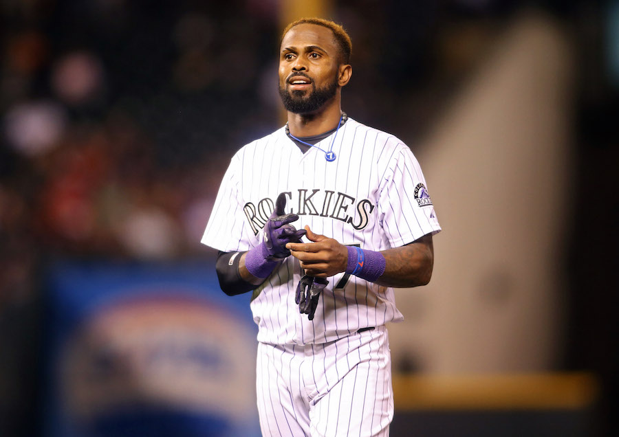 Sep 4, 2015; Denver, CO, USA; Colorado Rockies shortstop Jose Reyes (7) during the seventh inning against the Colorado Rockies at Coors Field. The Rockies won 2-1. Mandatory Credit: Chris Humphreys-USA TODAY Sports