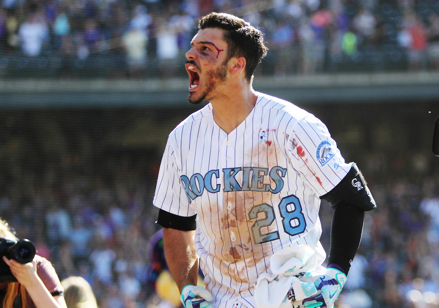 LOOK: Nolan Arenado's iconic bloody cycle face is now a t-shirt - Mile High  Sports