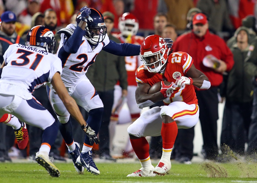 Justin Simmons, Darian Stewart, Kareem Hunt