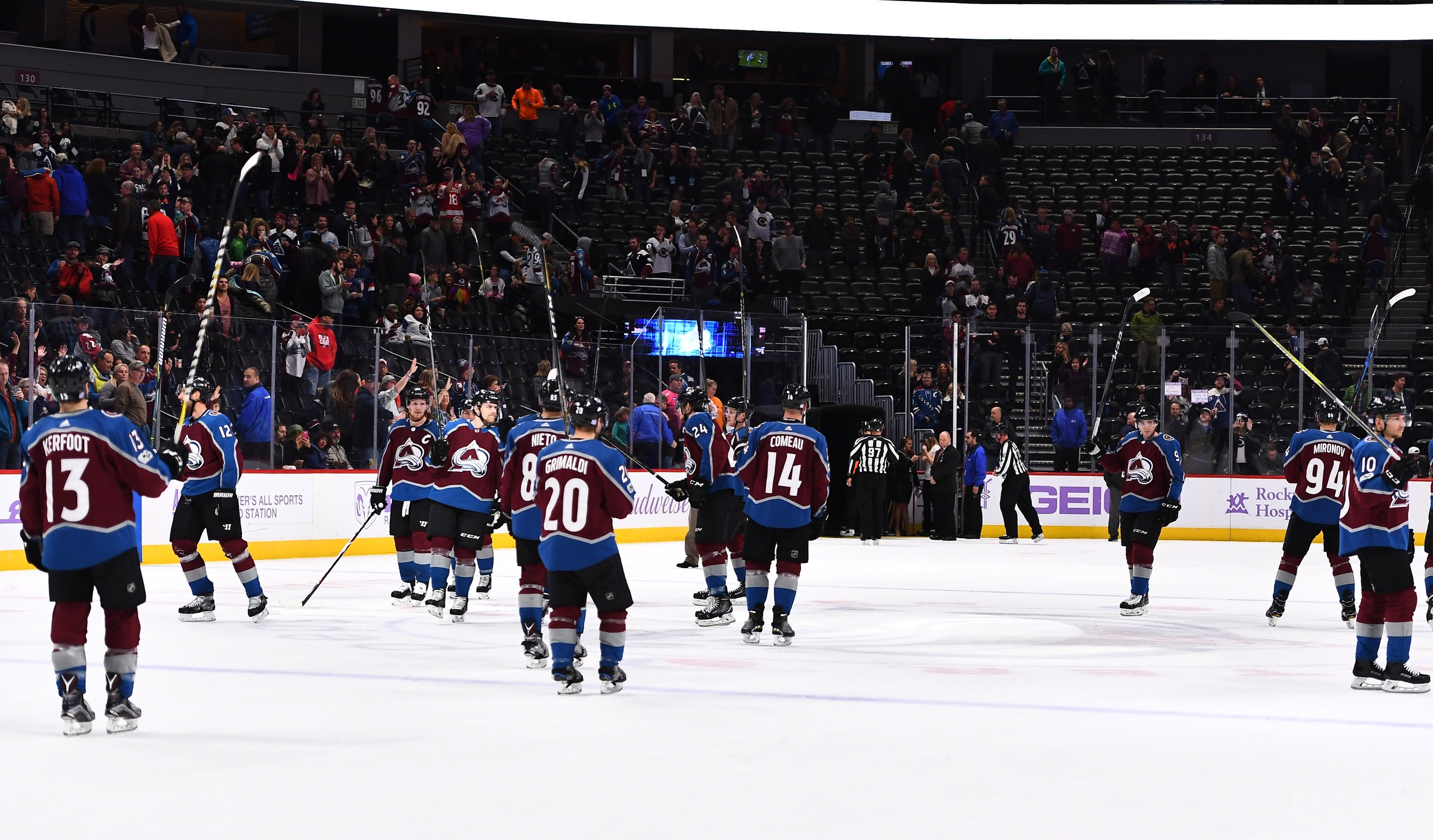Here' the Avalanche has just beaten the Carolina Hurricanes 5-3 at the Pspsi Center on Nov. 2. Credit: Ron Chenoy-USA TODAY Sports