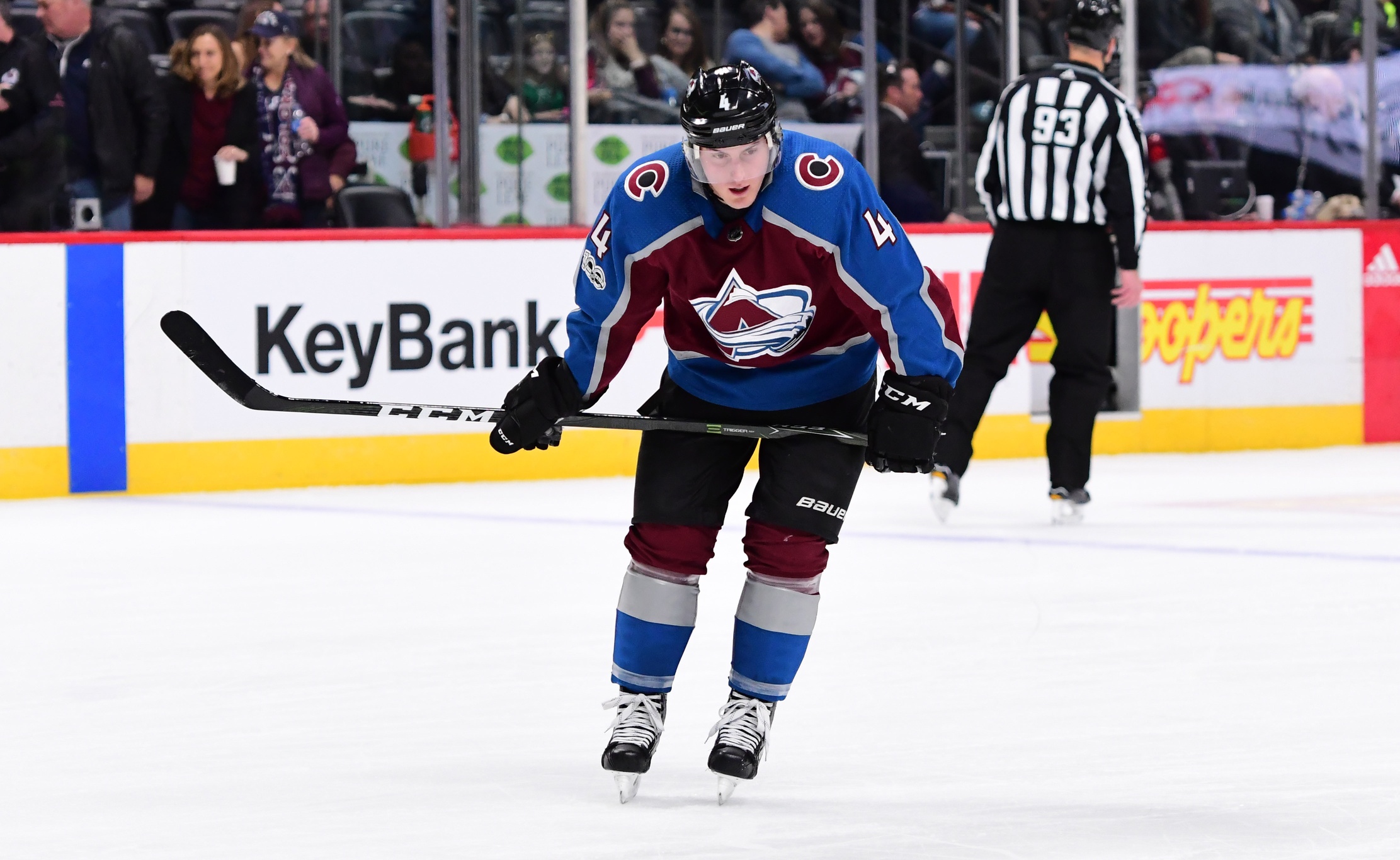 Dec 3, 2017; Denver, CO, USA; Colorado Avalanche defenseman Tyson Barrie (4) reacts following giving up an empty net goal to the Dallas Stars during the third period at the Pepsi Center. Mandatory Credit: Ron Chenoy-USA TODAY Sports