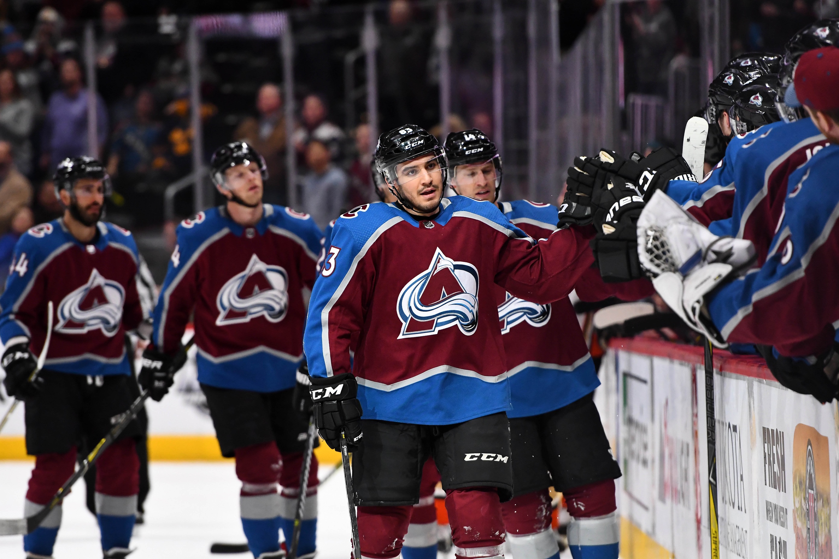 Matt Nieto after his first-period goal against Anaheim Monday. Credit: Ron Chenoy, USATODAY Sports