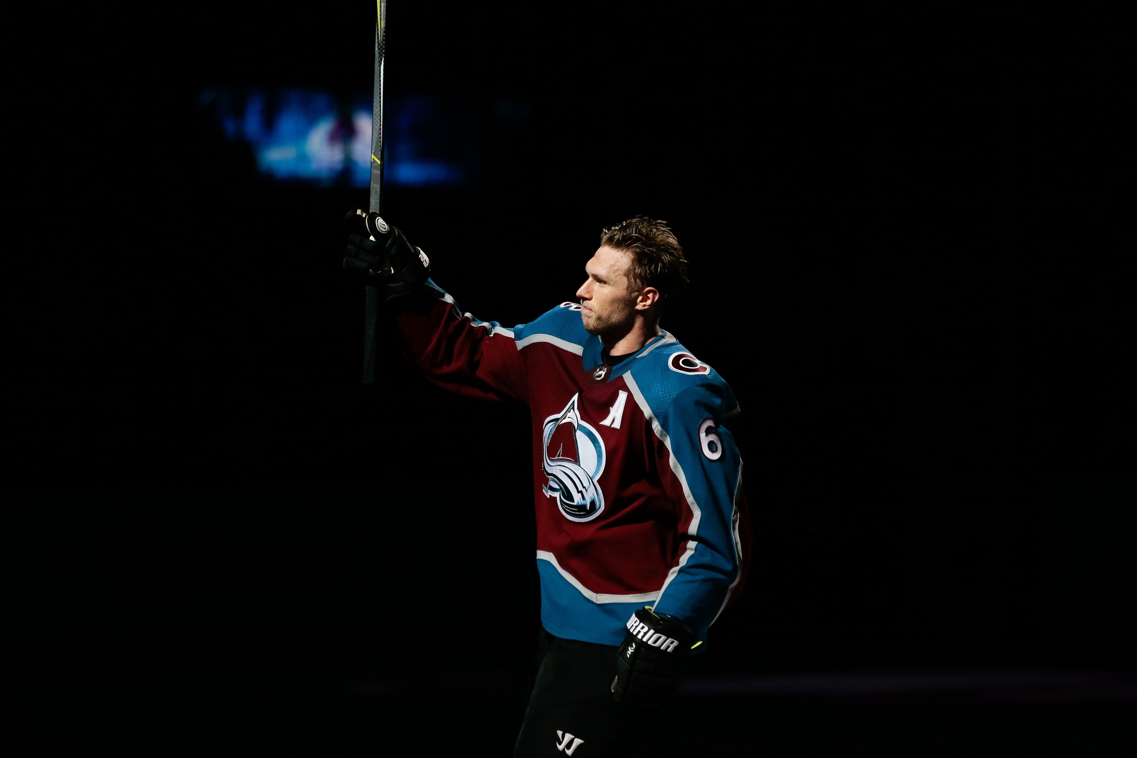 Jan 20, 2018; Denver, CO, USA; Colorado Avalanche defenseman Erik Johnson (6) greets the crowd after the game against the New York Rangers at the Pepsi Center. Mandatory Credit: Isaiah J. Downing-USA TODAY Sports