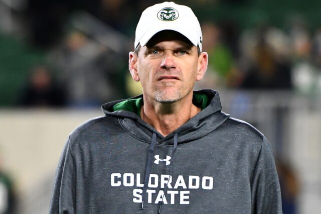 Mike Bobo before CSU - Nevada faced off in October, 2017. Credit: Ron Chenoy, USA TODAY Sports.