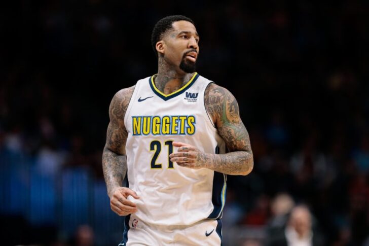 Denver Nuggets forward Wilson Chandler (21) in the first quarter against the Detroit Pistons at the Pepsi Center.