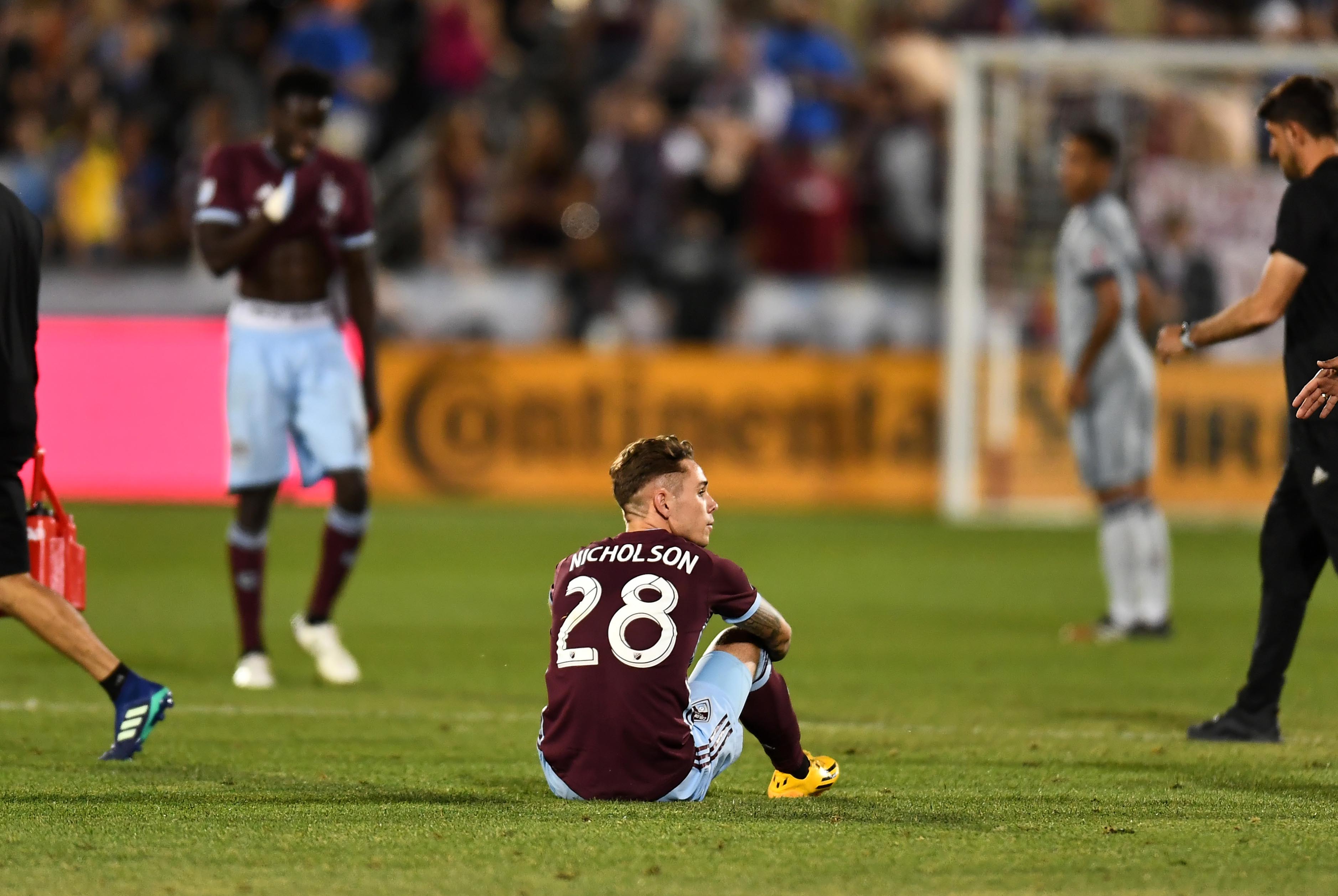 MLS: Chicago Fire at Colorado Rapids Colorado Rapids midfielder Sam Nicholson (28) sits on the pitch following the draw to the Chicago Fire at Dick's Sporting Goods Park