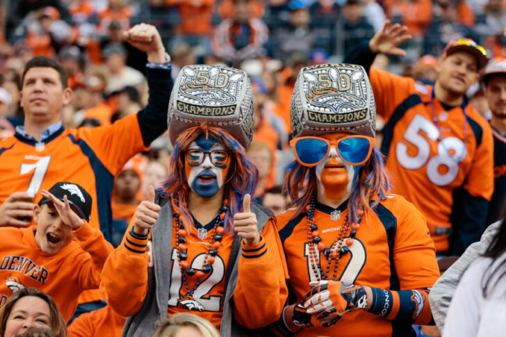 Denver Broncos fans in the second quarter against the Cincinnati Bengals at Sports Authority Field at Mile High.
