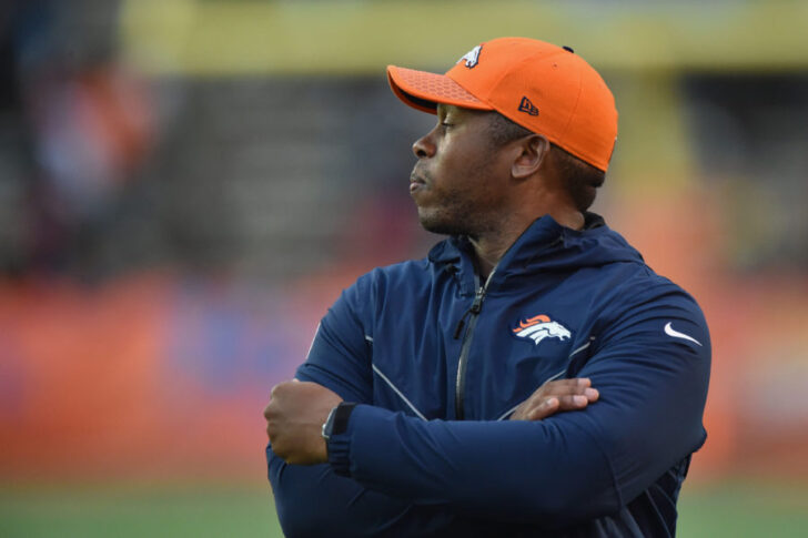 North squad head coach Vance Joseph of the Denver Broncos reacts during the second half of the 2018 Senior Bowl against the South squad at Ladd-Peebles Stadium.