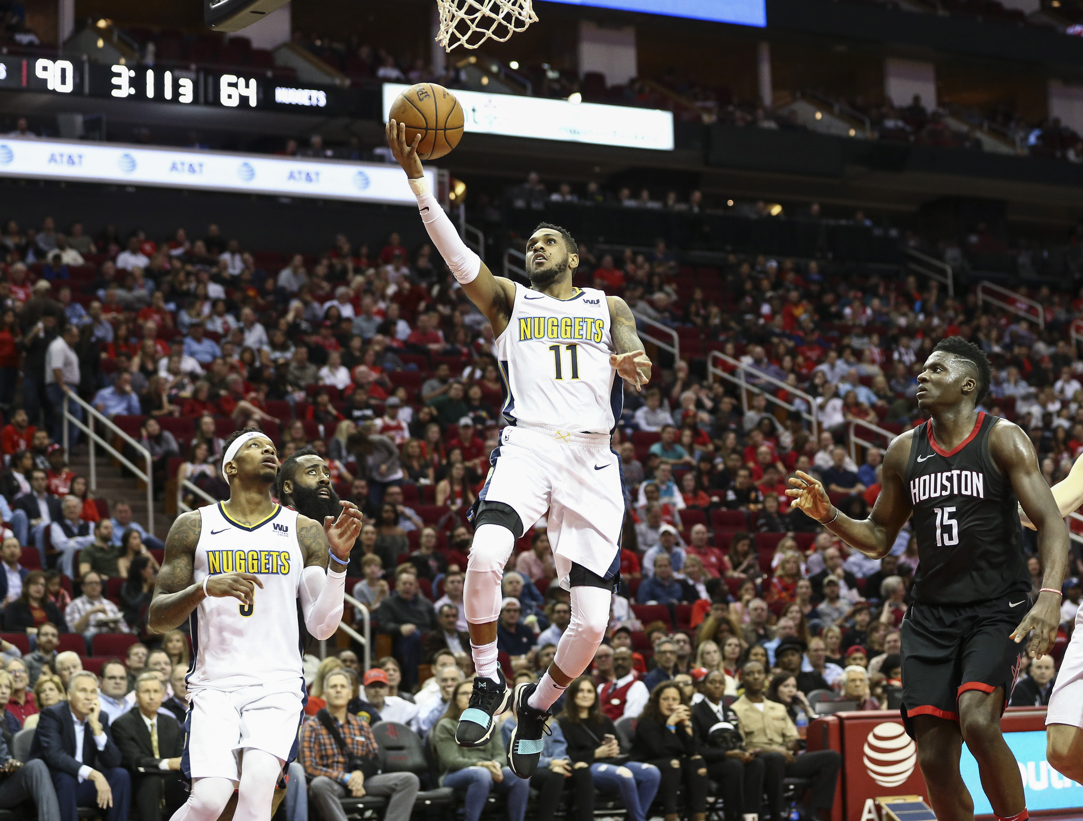 NBA: Denver Nuggets at Houston Rockets Denver Nuggets guard Monte Morris (11) shoots the ball during the third quarter against the Houston Rockets at Toyota Center.