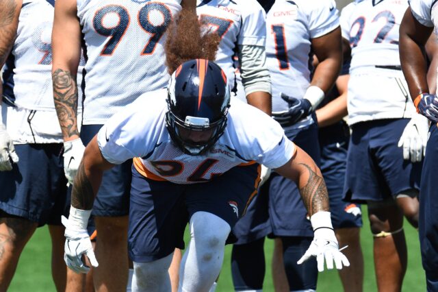 Domata Peko is a big reason, literally, why the Broncos run defense was so good in 2017. Credit: Ron Chenoy, USA TODAY Sports.