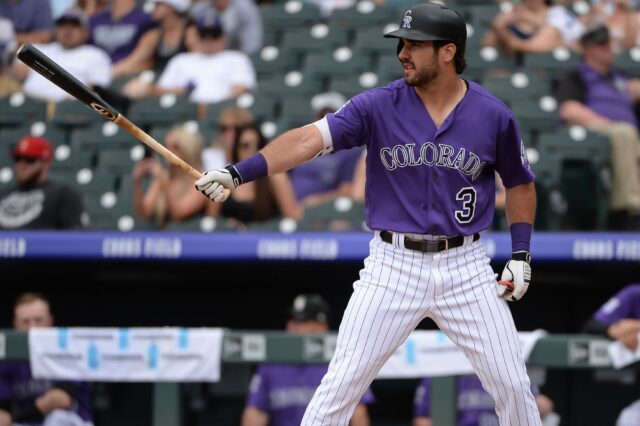 Mike Tauchman when he was called up to the Rockies in June. Credit: Steven Branscombe, USA TODAY Sports.