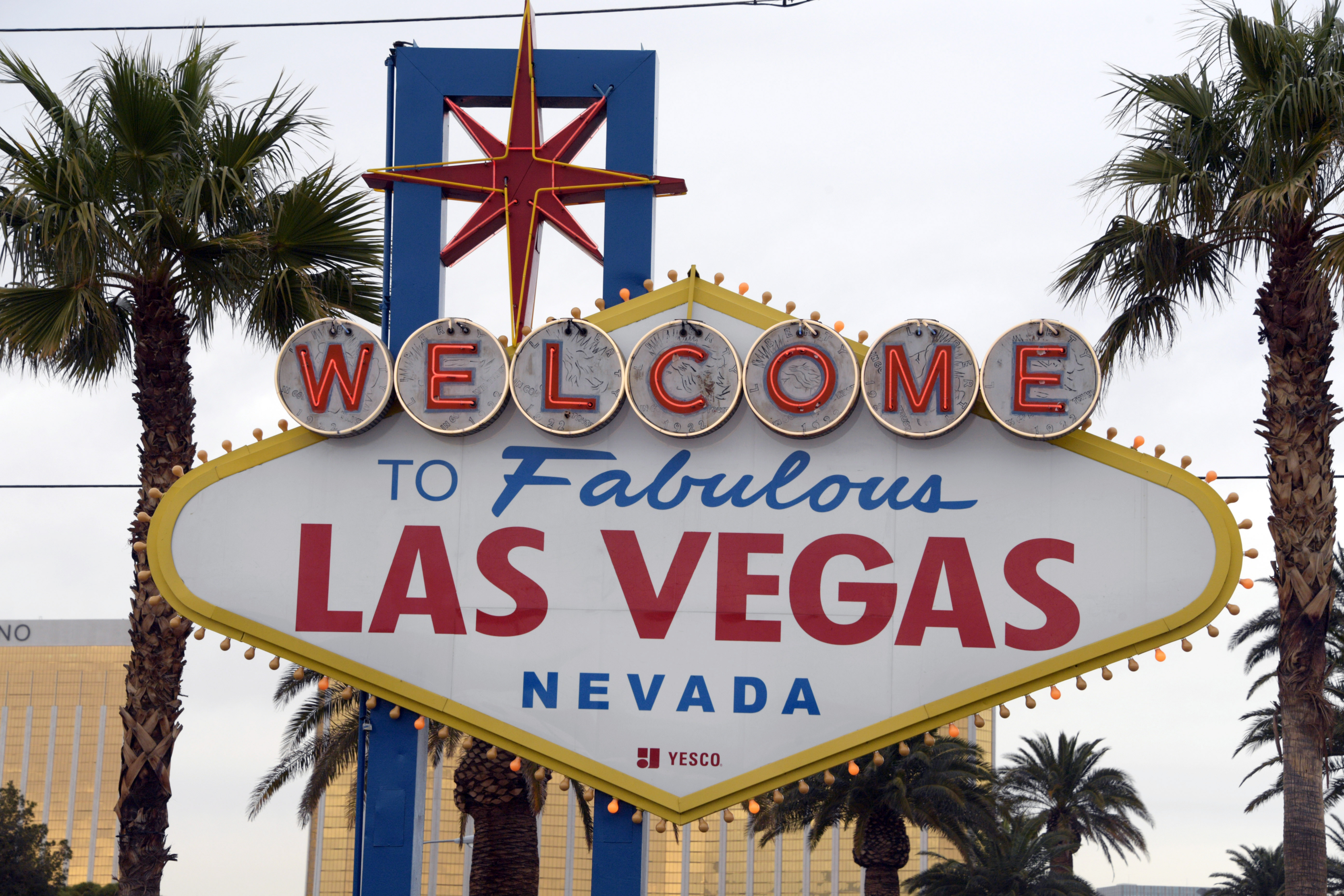NHL: Vancouver Canucks at Vegas Golden Knights General overall view of the Welcome to Fabulous Las Vegas sign on Las Vegas Blvd. on the Las Vegas strip.