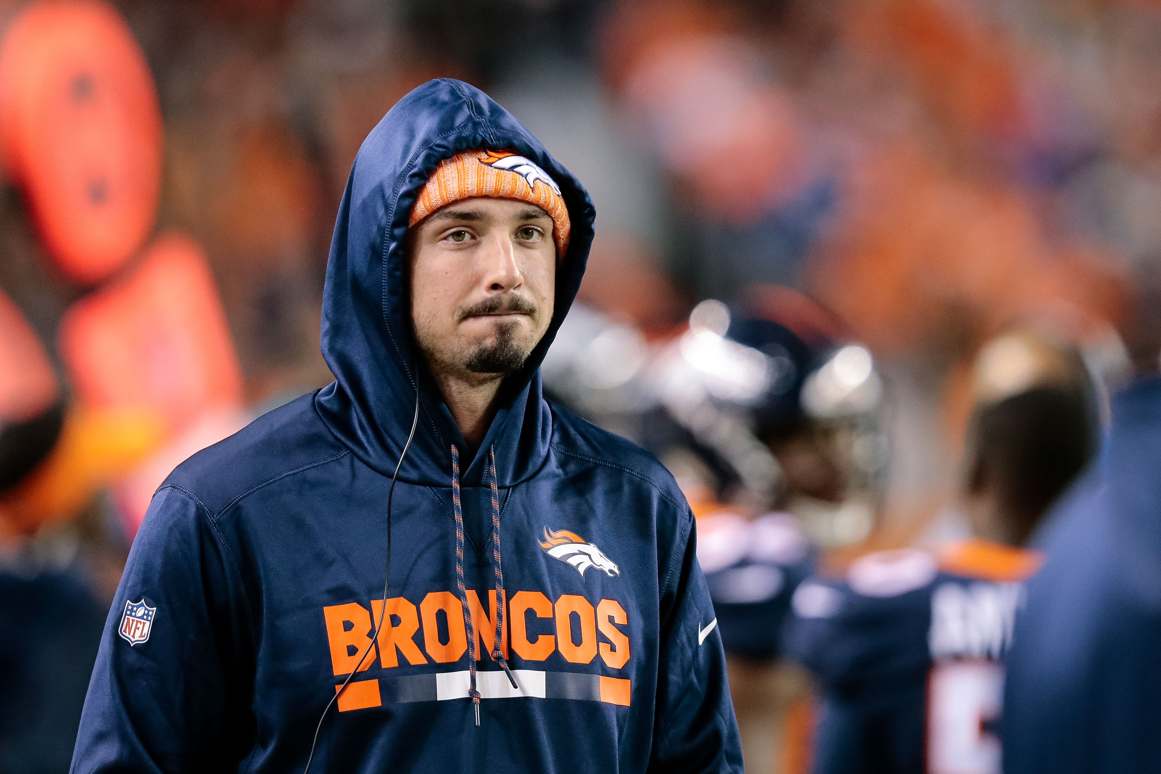 NFL: New York Giants at Denver Broncos Denver Broncos quarterback Paxton Lynch (12) in the third quarter against the New York Giants at Sports Authority Field at Mile High.