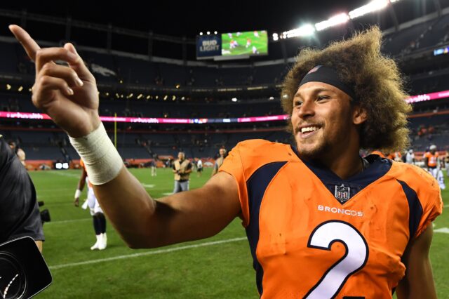 Phillip Lindsay. Credit: Ron Chenoy, USA Today Sports.