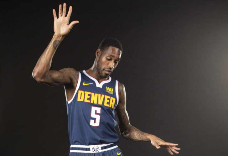 Denver Nuggets forward Will Barton (5) poses for a photo during media day at the Pepsi Center.