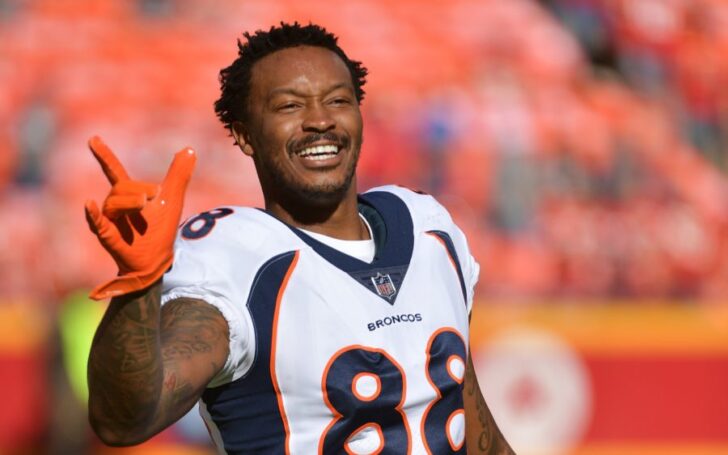 Demaryius Thomas before his final game as a Broncos player. Credit: Denny Medley, USA TODAY Sports.