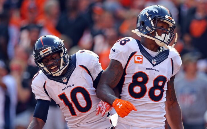 Emmanuel Sanders and Demaryius Thomas. Credit: Aaron Doster, USA TODAY Sports.