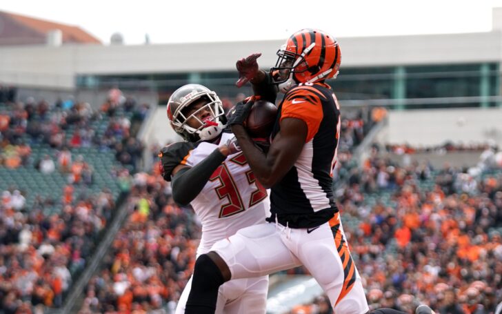 A.J. Green catches a touchdown. Credit: Aaron Doster, USA TODAY Sports.