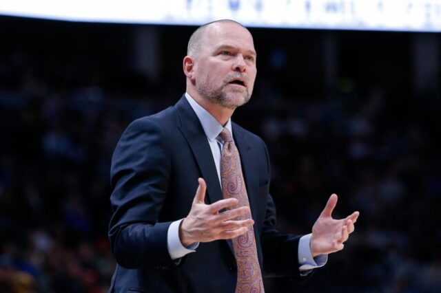 Denver Nuggets head coach Michael Malone reacts in the second quarter against the Houston Rockets at the Pepsi Center.