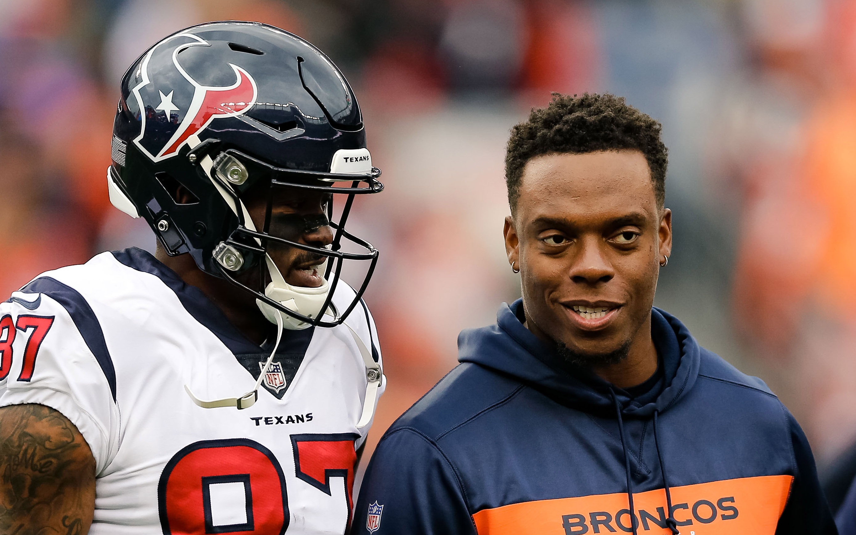 USATSI_11595192 Cropped Brandon Marshall with Demaryius Thomas. Credit: Isaiah J. Downing, USA TODAY Sports.