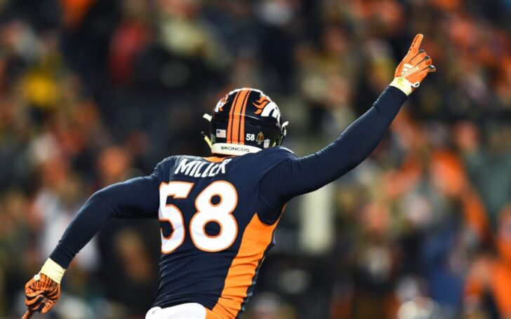 Von Miller after his record-setting sack. Credit: Ron Chenoy, USA TODAY Sports.