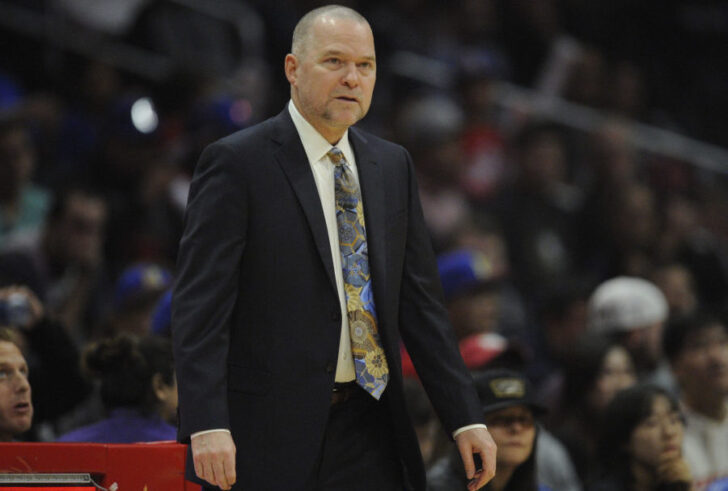 Denver Nuggets head coach Michael Malone watches game action against the Los Angeles Clippers during the first half at Staples Center.