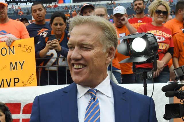 John Elway in October. Credit: Ron Chenoy, USA TODAY Sports.