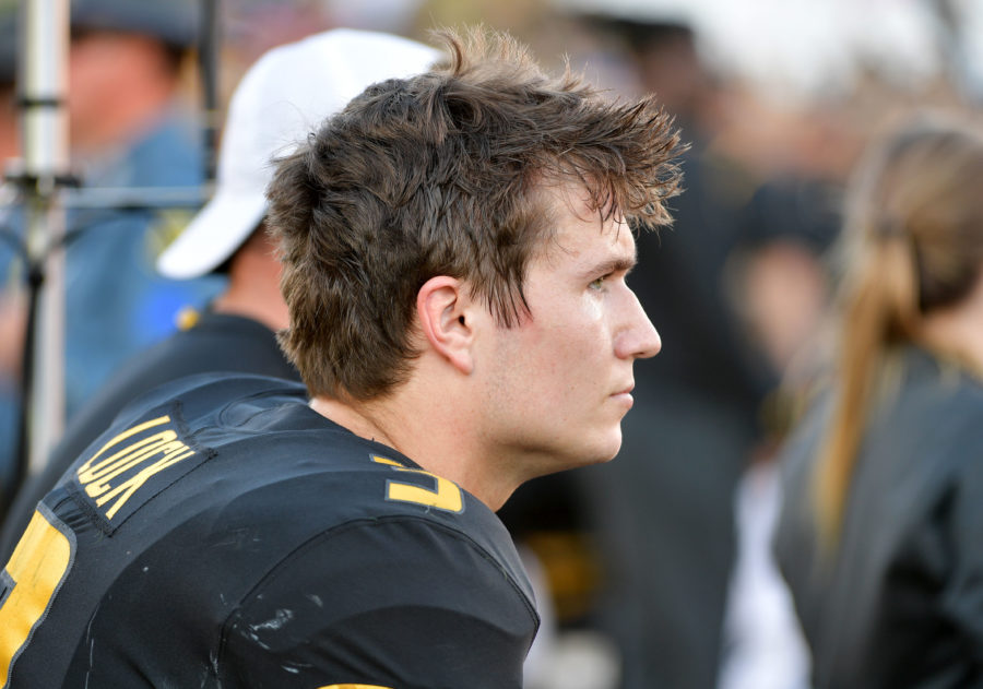 Missouri Tigers quarterback Drew Lock (3) watches play from the sidelines during the second half against the Kentucky Wildcats at Memorial Stadium/Faurot Field. Kentucky won 15-14.