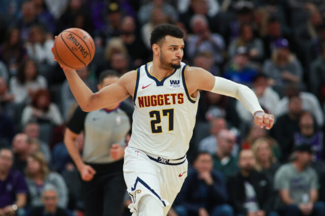 Denver Nuggets guard Jamal Murray (27) passes the ball during the second quarter against the Sacramento Kings at Golden 1 Center.