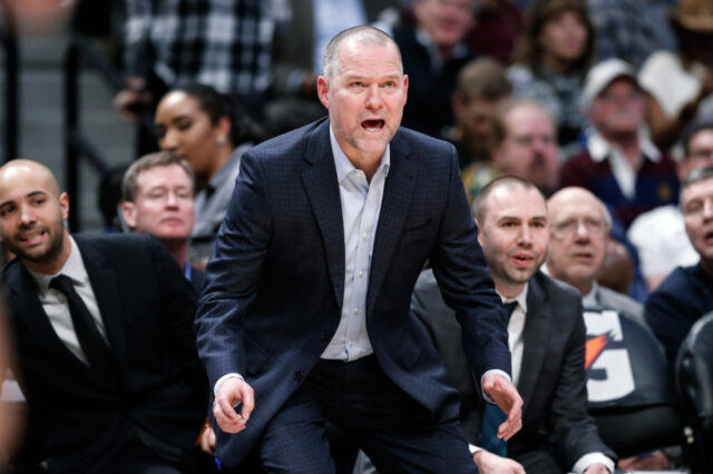 Denver Nuggets head coach Michael Malone reacts in the fourth quarter against the Los Angeles Clippers at the Pepsi Center.
