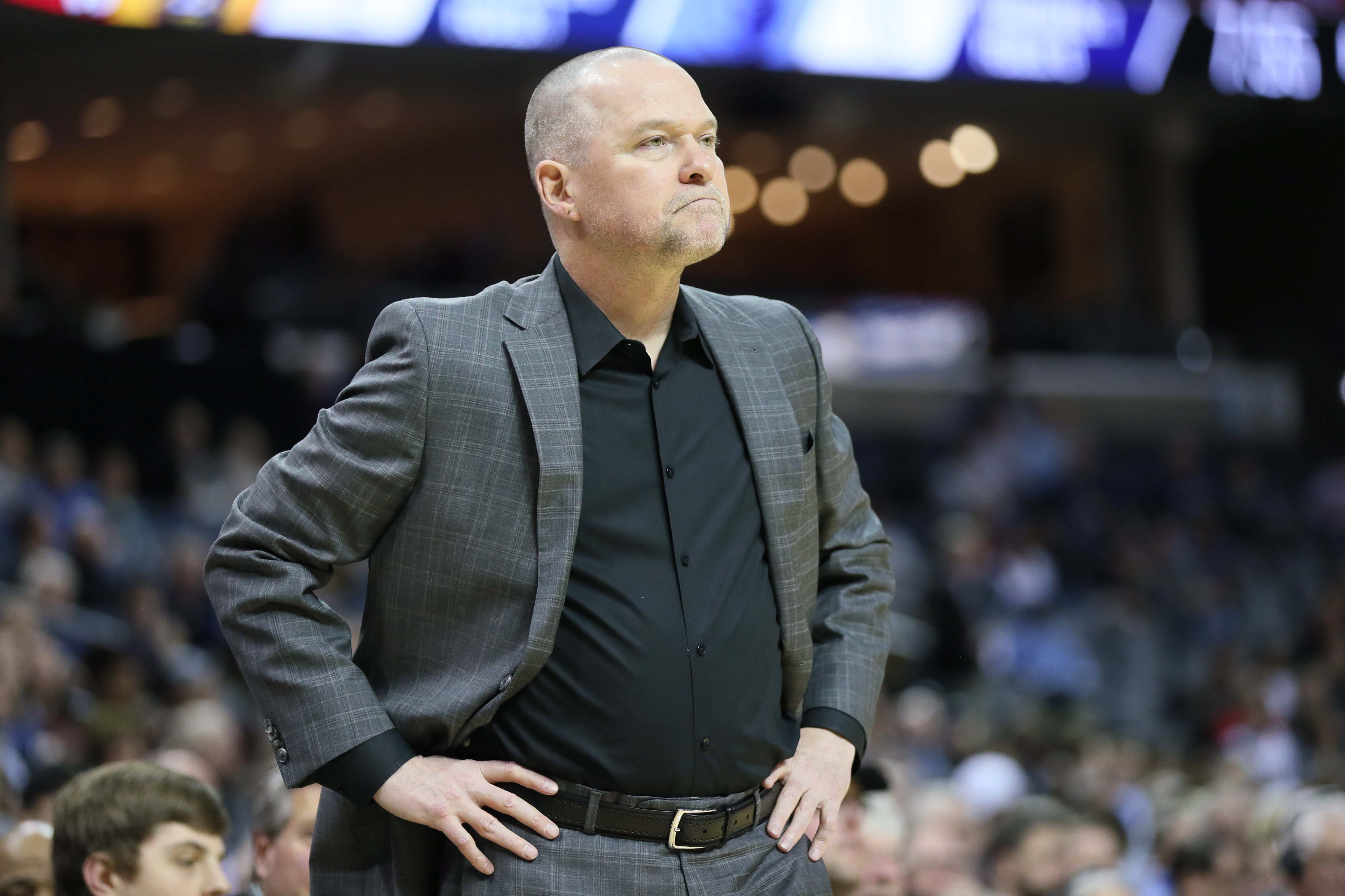 NBA: Denver Nuggets at Memphis Grizzlies Denver Nuggets head coach Michael Malone looks on in the first quarter against the Memphis Grizzlies at FedExForum.