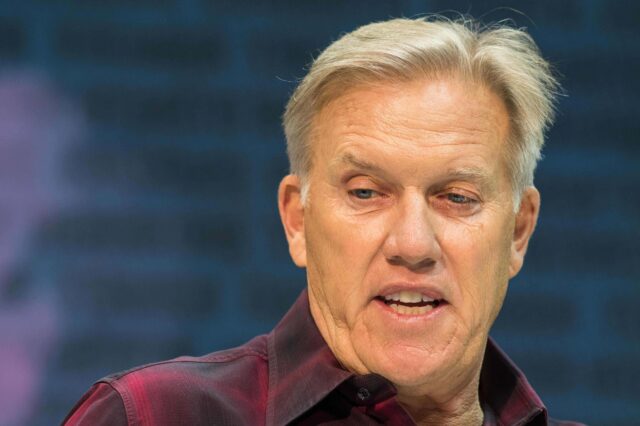 John Elway at the NFL Combine. Credit: Trevor Ruszkowski, USA TODAY Sports.