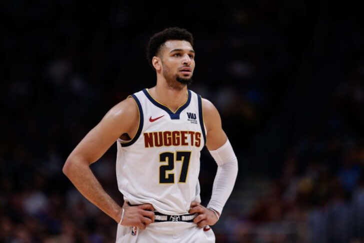 Denver Nuggets guard Jamal Murray (27) in the second quarter against the San Antonio Spurs in game two of the first round of the 2019 NBA Playoffs at the Pepsi Center.