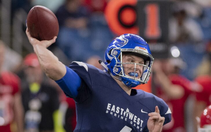 Brett Rypien in the East-West Shrine Game. Credit: Douglas DeFelice, USA TODAY Sports.