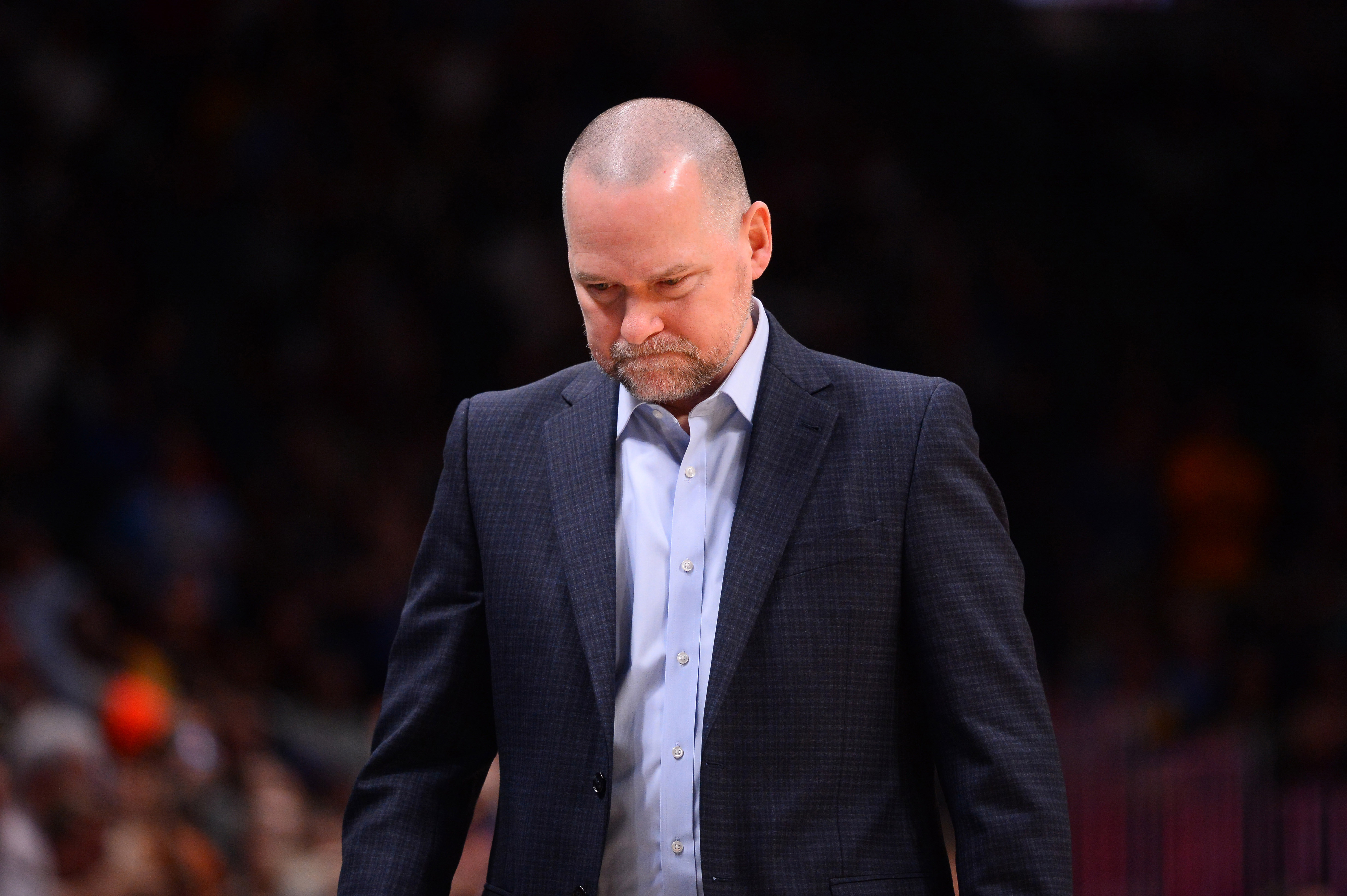 NBA: Detroit Pistons at Denver Nuggets Denver Nuggets head coach Michael Malone reacts in the fourth quarter against the Detroit Pistons at the Pepsi Center.