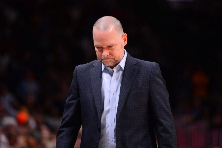 Denver Nuggets head coach Michael Malone reacts in the fourth quarter against the Detroit Pistons at the Pepsi Center.