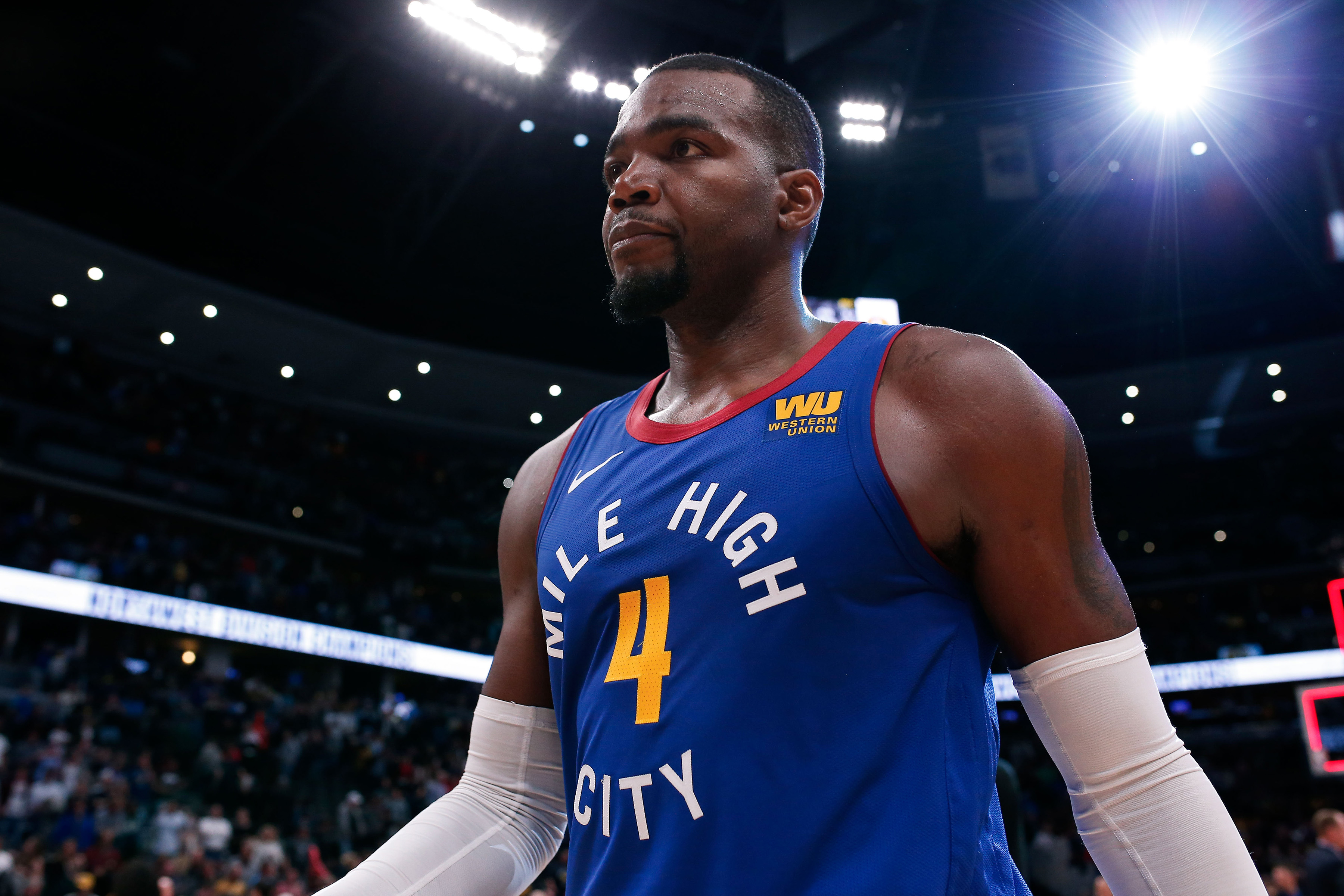 NBA: Portland Trail Blazers at Denver Nuggets Denver Nuggets forward Paul Millsap (4) after the game against the Portland Trail Blazers at the Pepsi Center.