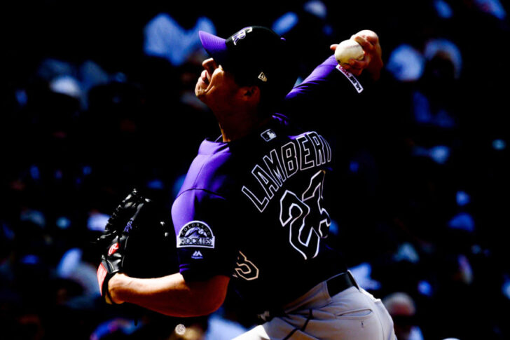Colorado Rockies starting pitcher Peter Lambert (23) pitches during the seventh inning against the Chicago Cubs at Wrigley Field