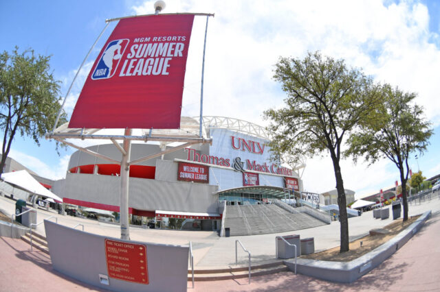 A general view outside of Thomas & Mack Center is pictured before the start of an NBA Summer League and the Los Angeles Lakers and the Golden State Warriors.