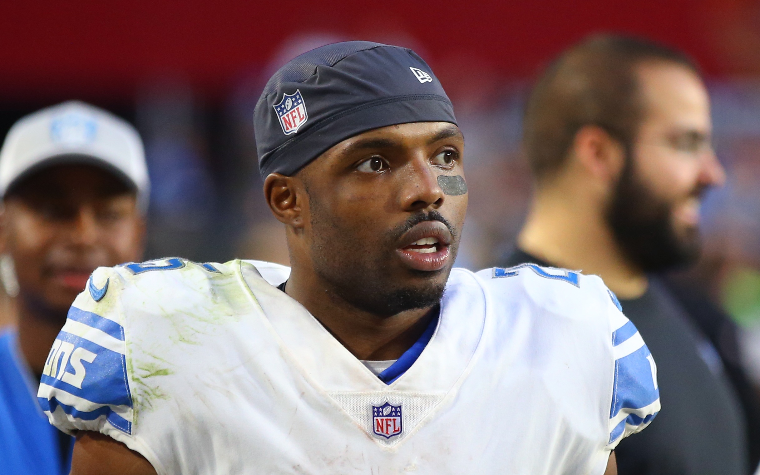USATSI_11834540 Cropped Theo Riddick in Detroit in 2018. Credit: Mark J. Rebilas, USA TODAY Sports.