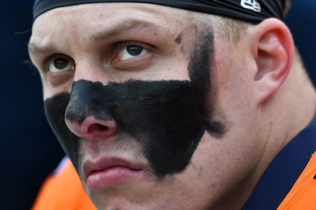 Garett Bolles in 2018. Credit: Ron Chenoy, USA TODAY Sports.