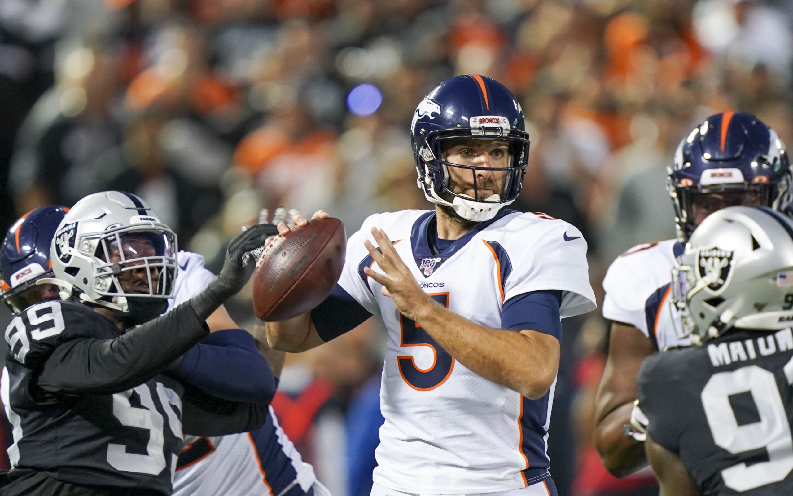 Broncos offense struggles again in loss to previously winless Raiders