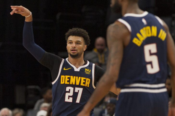 Denver Nuggets guard Jamal Murray (27) reacts during the second half against the Memphis Grizzlies at FedExForum.