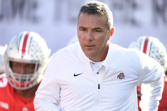 Urban Meyer leads his Buckeyes out onto the field for the Rose Bowl in Jan. of this year. Credit: Kevin Kuo, USA TODAY Sports.