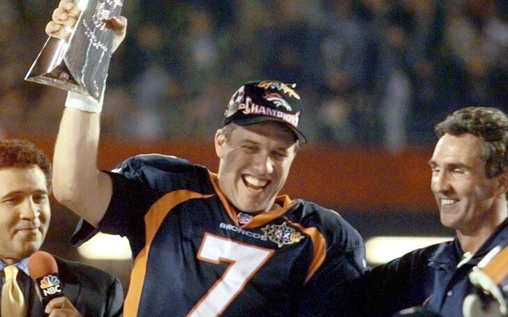 John Elway and Mike Shanahan celebrate Super Bowl XXXII win. Credit: H. Darr Beiser, USA TODAY Sports.