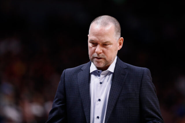 Denver Nuggets head coach Michael Malone in the second quarter against the Indiana Pacers at the Pepsi Center.