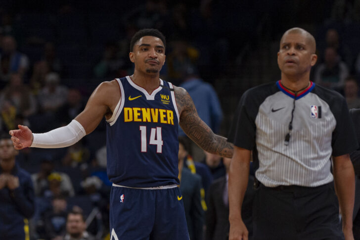Denver Nuggets guard Gary Harris (14) reacts during the first half against the Memphis Grizzlies at FedExForum.