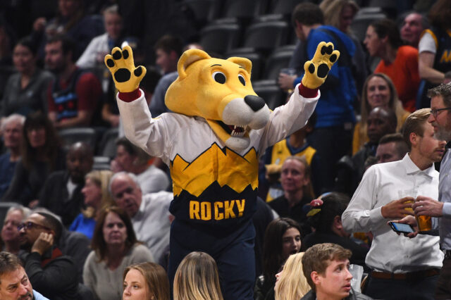Denver Nuggets mascot Rocky during the first quarter of the game against the Chicago Bulls at the Pepsi Center.