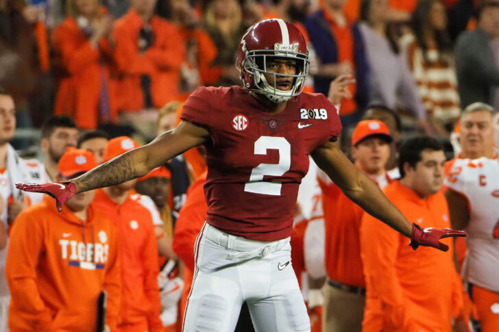 Alabama Crimson Tide defensive back Patrick Surtain II (2) reacts during the first quarter during the 2019 College Football Playoff Championship game against the Clemson Tigers at Levi's Stadium.