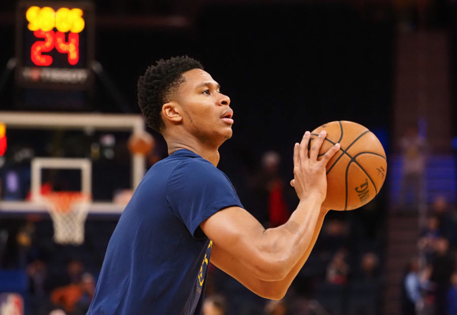 NBA: Denver Nuggets at Golden State Warriors San Francisco, California, USA; Denver Nuggets guard PJ Dozier (35) warms up before the game against the Golden State Warriors at Chase Center.